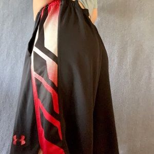 Under Armour Black and Red Basketball Shorts